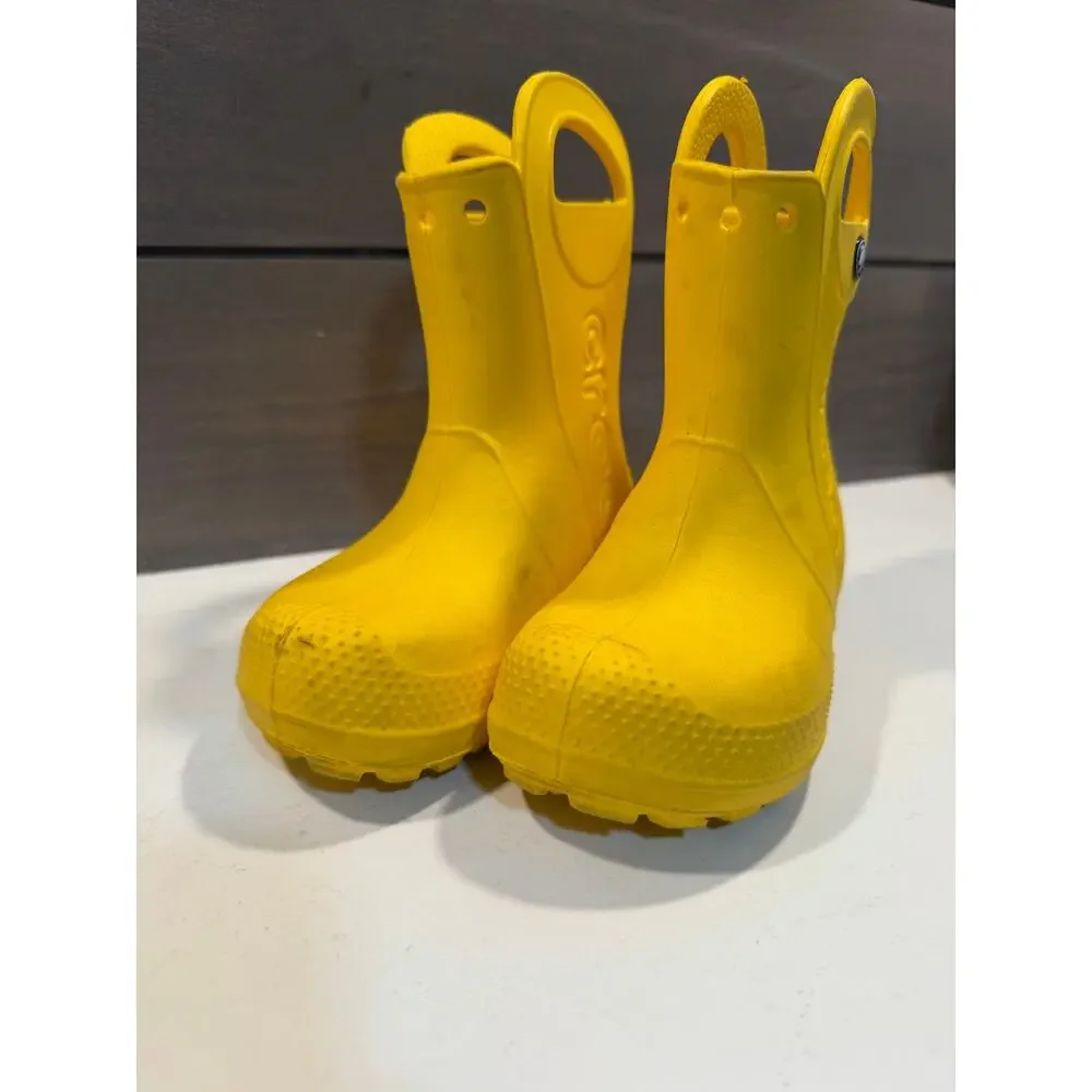 Crocs Kids Handle It Rain Boots Yellow Waterproof Casual Toddler Sz 8